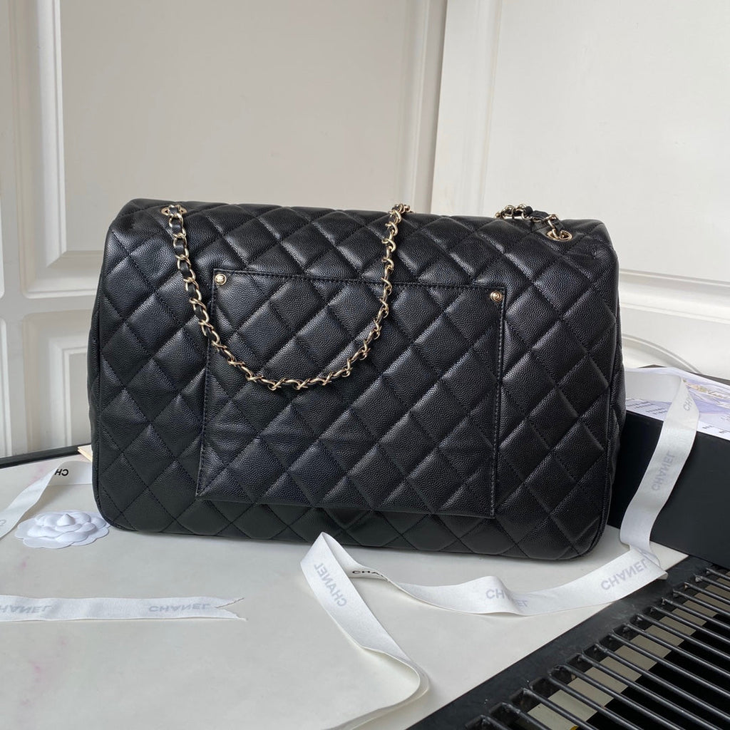 Chanel AS4661 MAXI Flap Cruise Bag Black Calfskin Gold