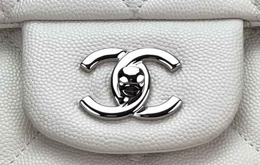 Chanel AS4661 MAXI Flap Cruise Bag White Calfskin Silver