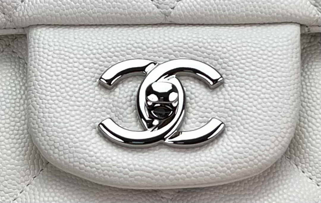Chanel AS4661 MAXI Flap Cruise Bag White Calfskin Silver