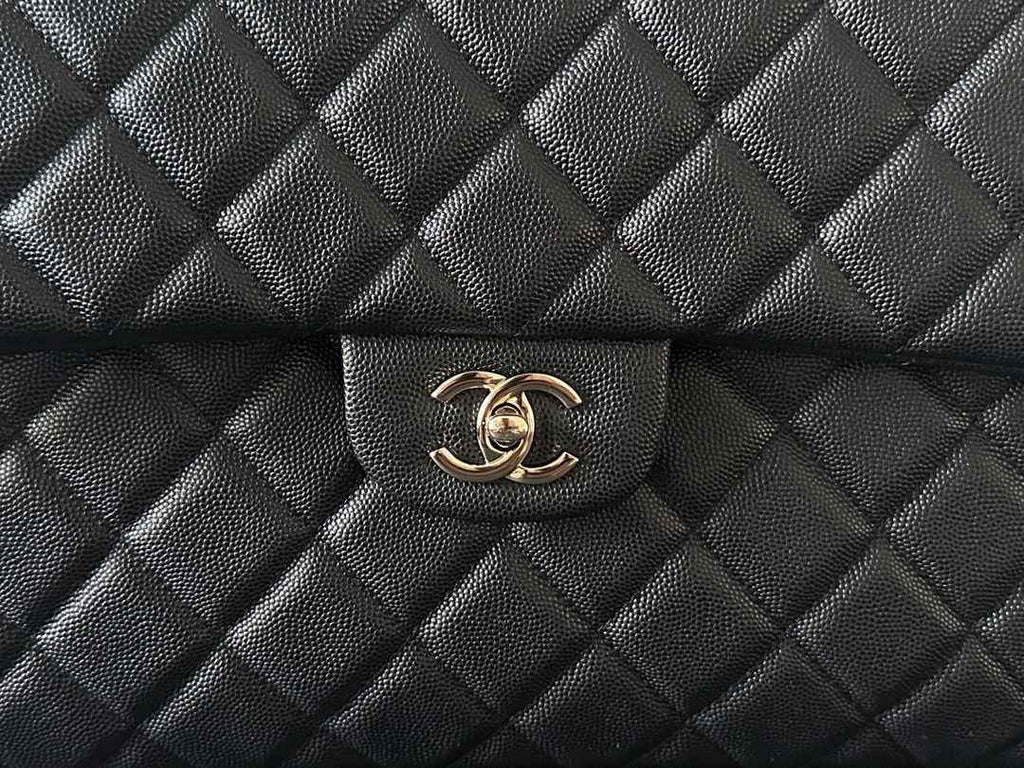 Chanel AS4661 MAXI Flap Cruise Bag Black Calfskin Silver