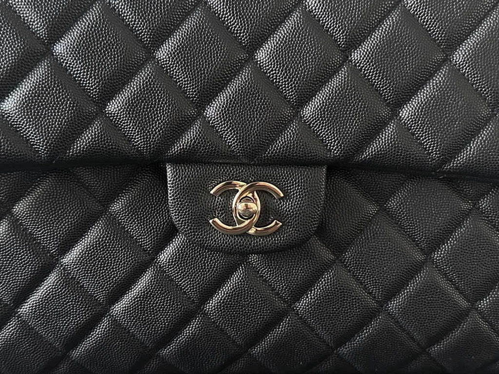 Chanel AS4661 MAXI Flap Cruise Bag Black Calfskin Silver