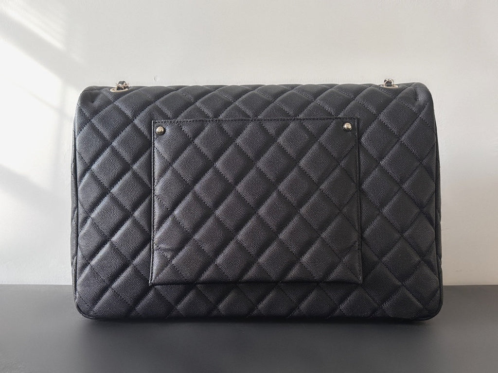 Chanel AS4661 MAXI Flap Cruise Bag Black Calfskin Silver