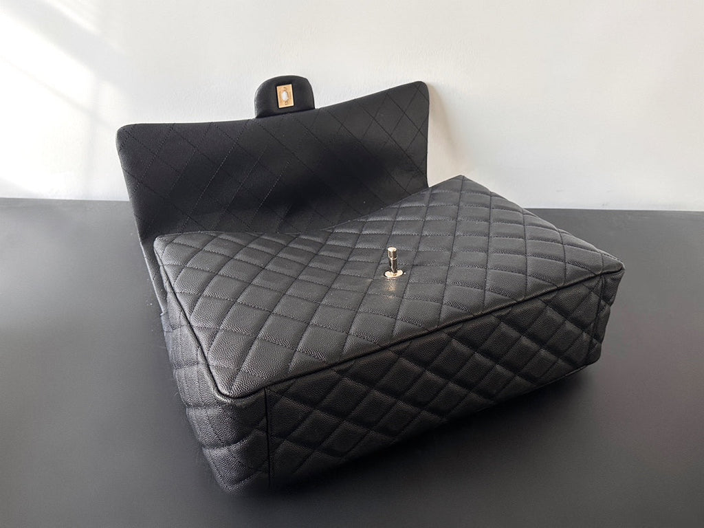 Chanel AS4661 MAXI Flap Cruise Bag Black Calfskin Silver