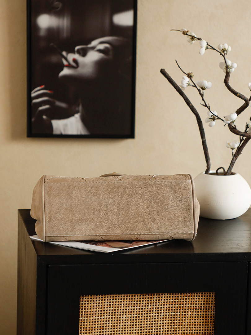 Chanel AS5280 Beige Suede Maxi Flap Bag