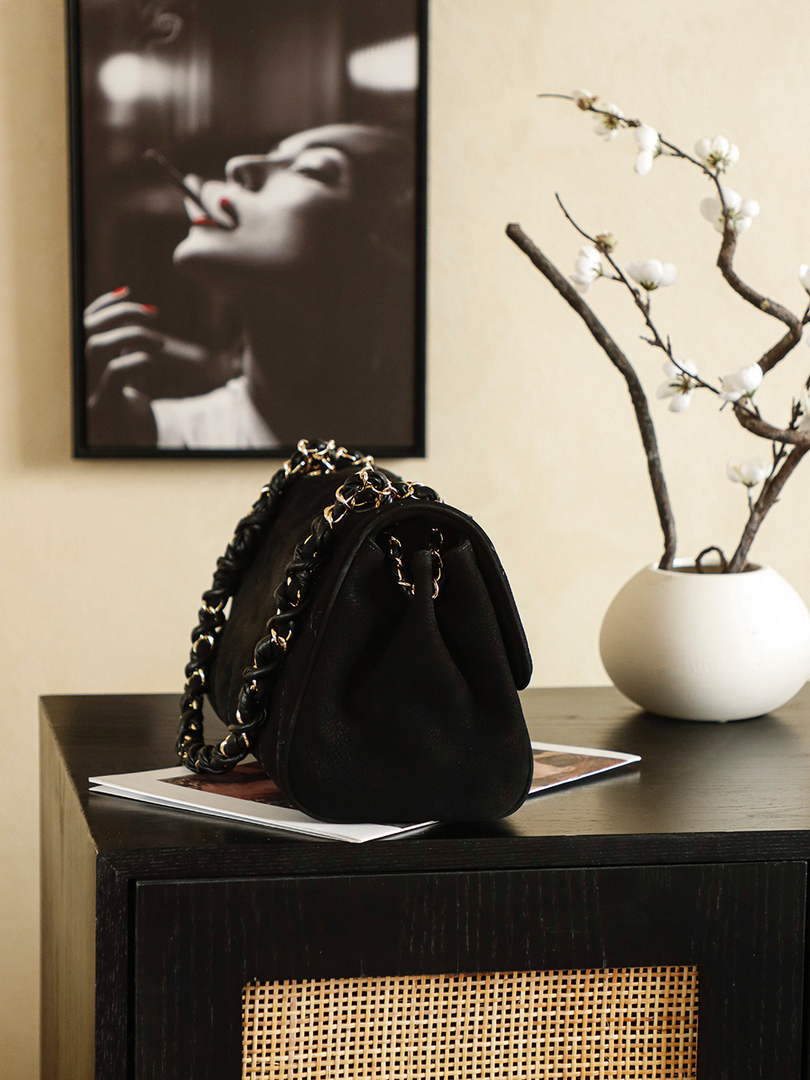 Chanel AS5280 Black Suede Maxi Flap Bag