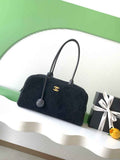Chanel AS6211 Large Bowling Bag Suede Leather Black