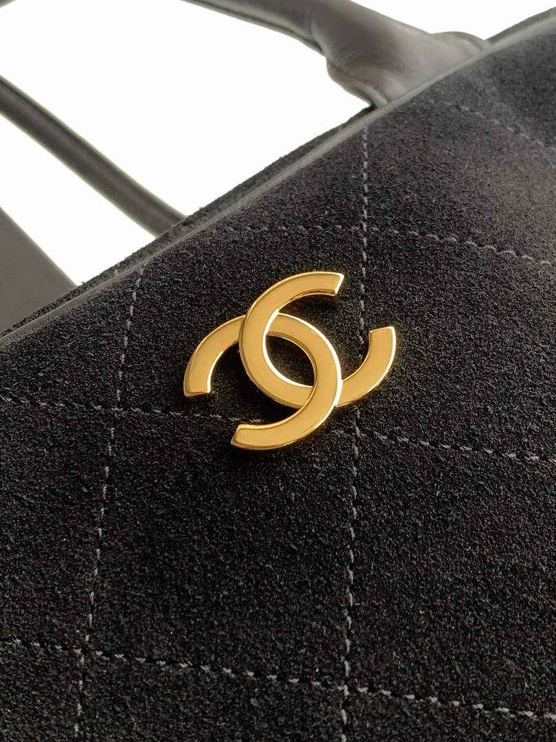 Chanel AS6211 Large Bowling Bag Suede Leather Black