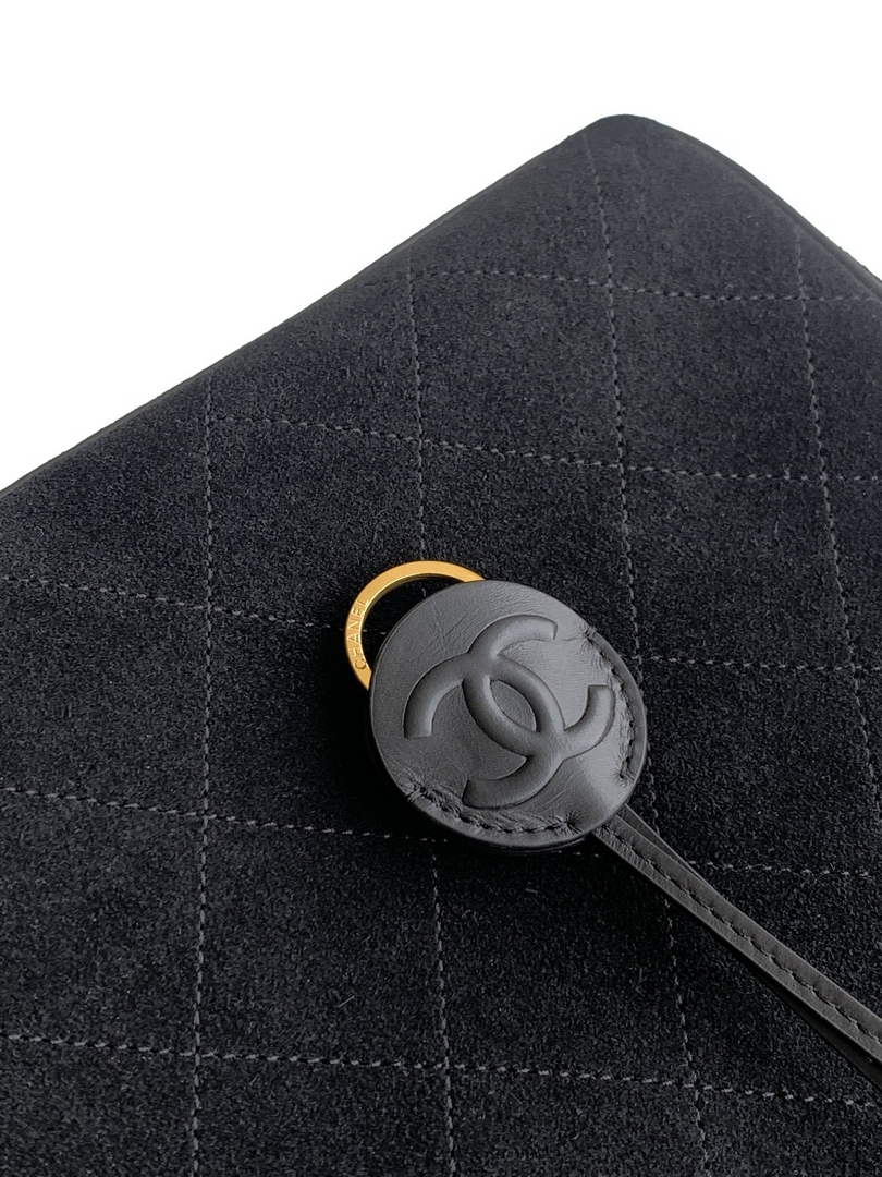 Chanel AS6211 Large Bowling Bag Suede Leather Black