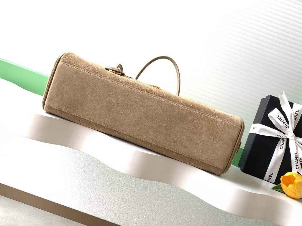 Chanel AS6211 Large Bowling Bag Suede Leather Beige