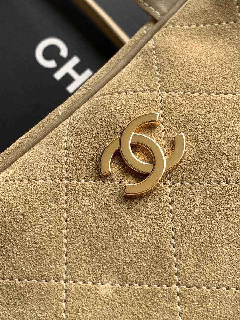 Chanel AS6211 Large Bowling Bag Suede Leather Beige