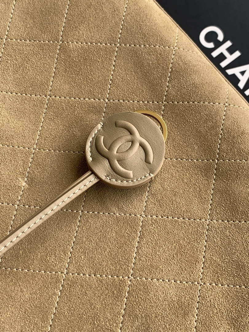 Chanel AS6211 Large Bowling Bag Suede Leather Beige