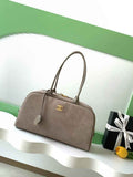 Chanel AS6211 Large Bowling Bag Suede Leather Gray