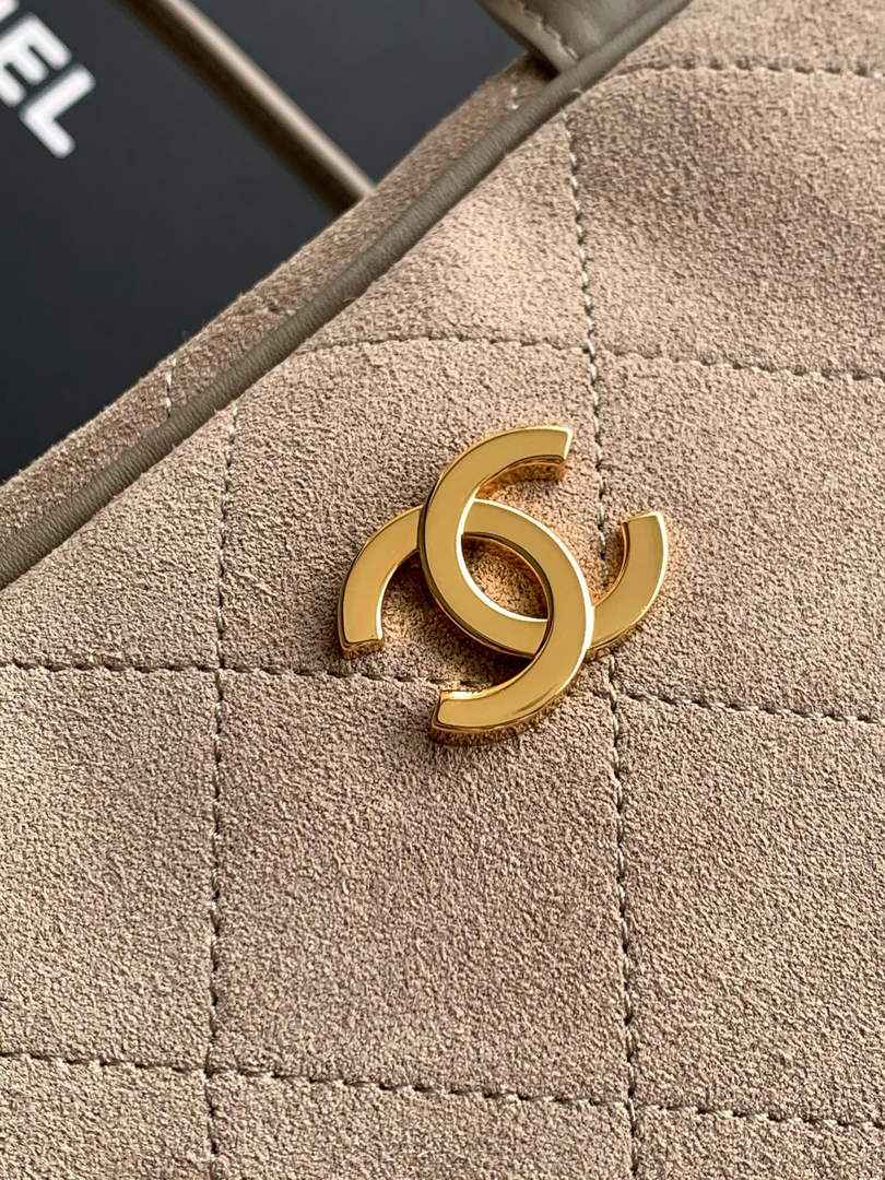 Chanel AS6211 Large Bowling Bag Suede Leather Gray