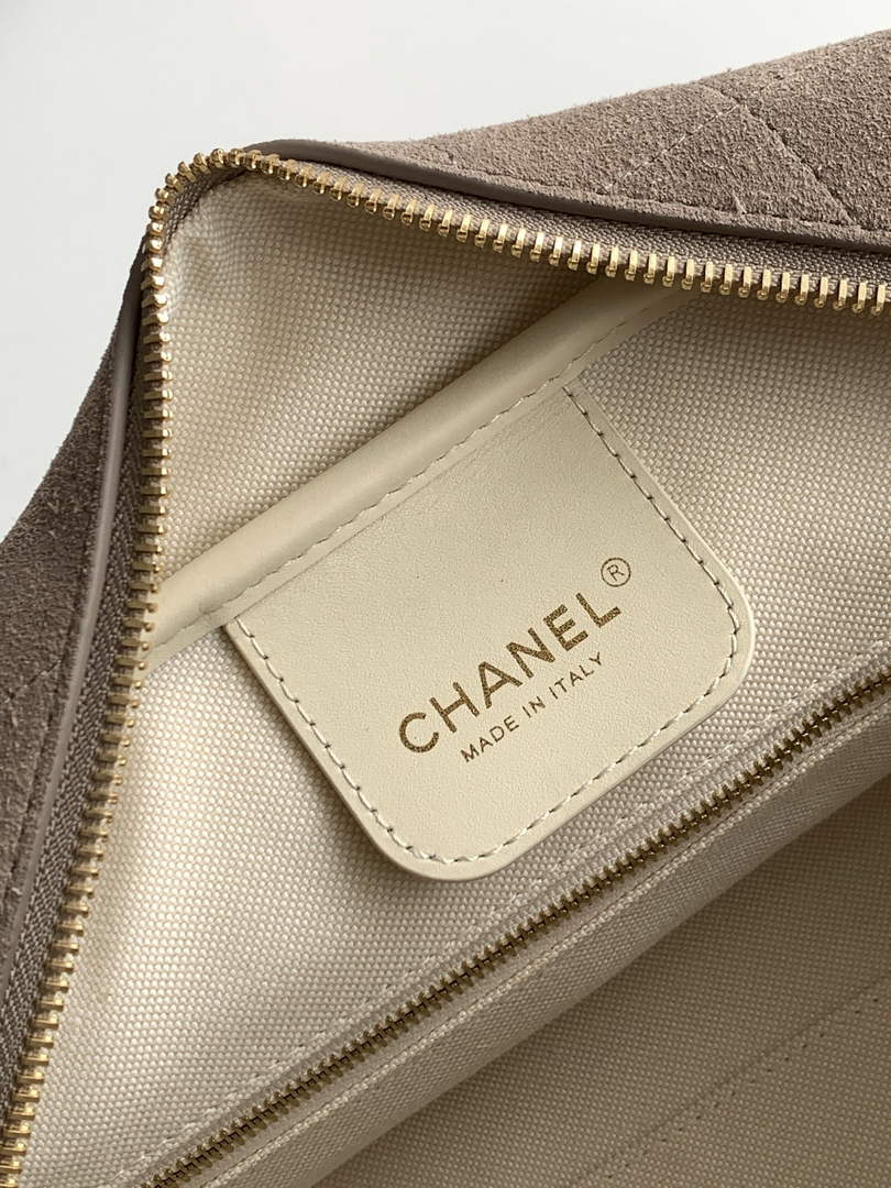 Chanel AS6211 Large Bowling Bag Suede Leather Gray