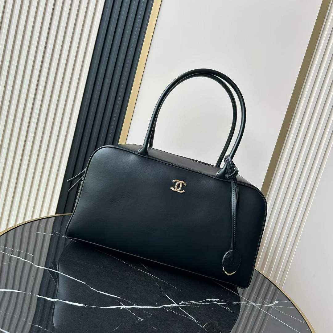 Chanel AS6211 Large Bowling Bag Calfskin Leather Black