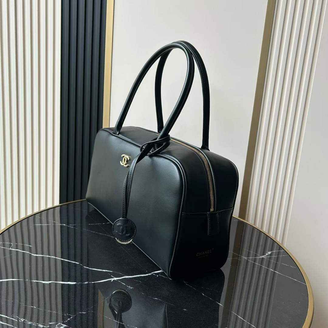 Chanel AS6211 Large Bowling Bag Calfskin Leather Black