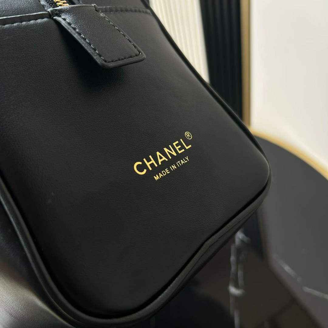 Chanel AS6211 Large Bowling Bag Calfskin Leather Black