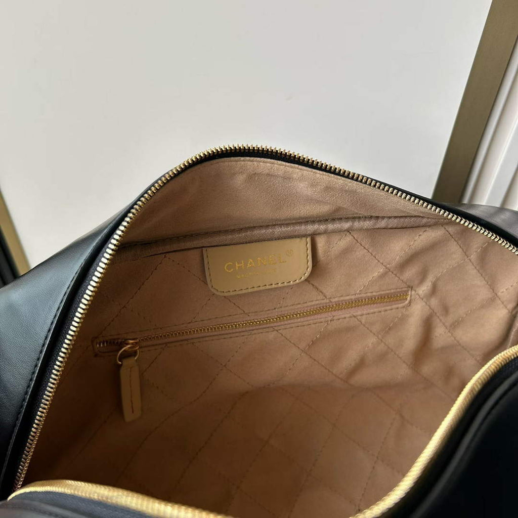 Chanel AS6211 Large Bowling Bag Calfskin Leather Black