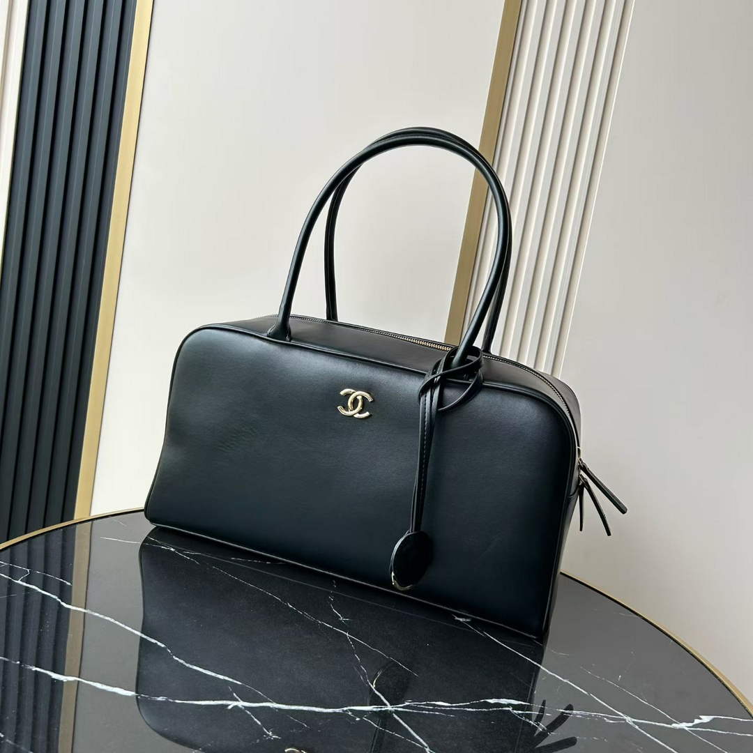 Chanel AS6211 Large Bowling Bag Calfskin Leather Black