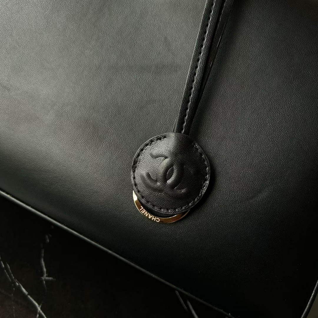 Chanel AS6211 Large Bowling Bag Calfskin Leather Black