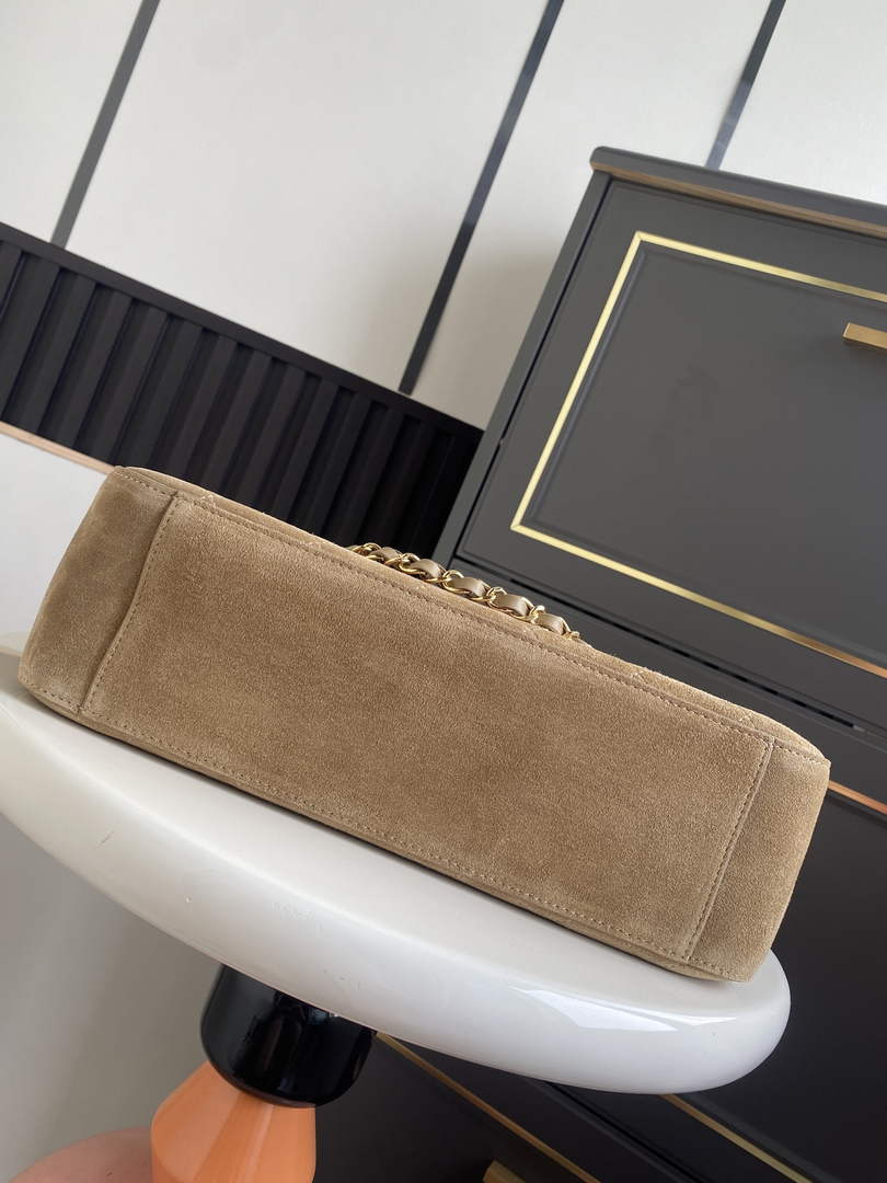 Chanel AS6281 Dark Beige Suede Maxi Flap Bag