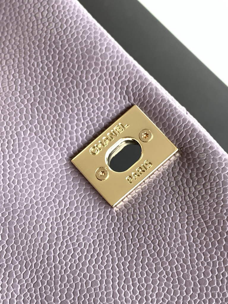 Chanel backpack Grained shiny calfskin AS3860 gold purple