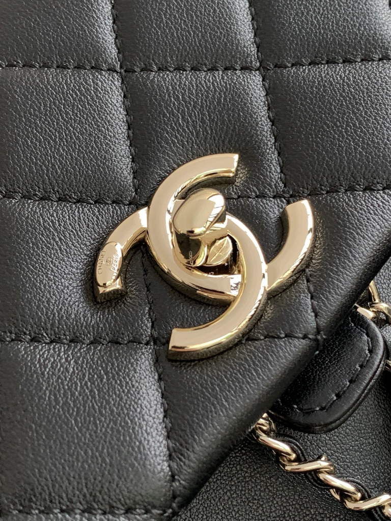Chanel AS3860 backpack Lambskin gold Black