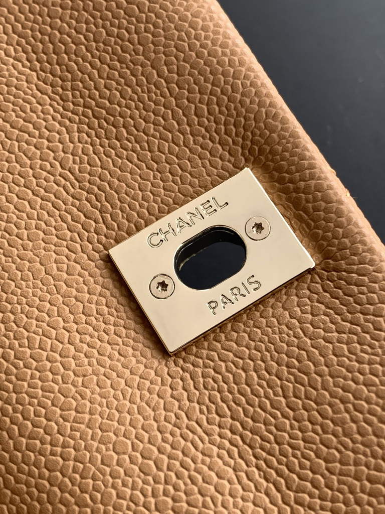 Chanel AS3860 backpack Grained shiny calfskin gold brown