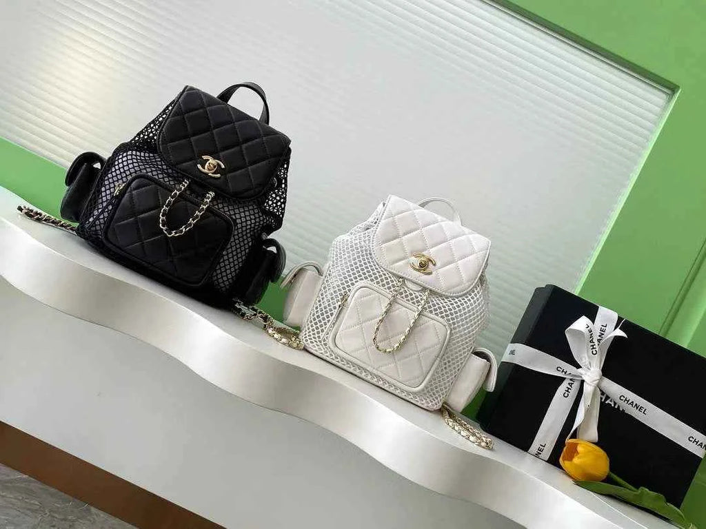 Chanel Backpack, Mesh, AS5484 shiny lambskin