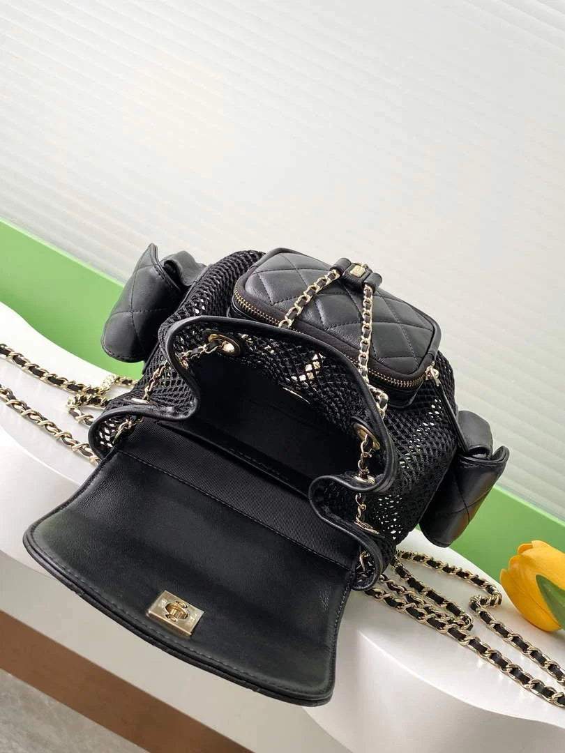 Chanel Backpack, Mesh, AS5484 shiny lambskin