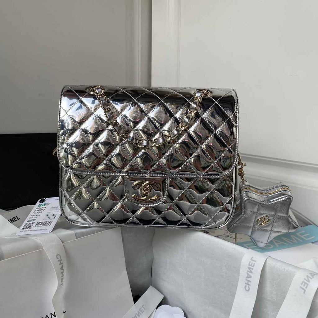 Chanel Backpack star coin purse AS4649 Mirror calfskin Silver