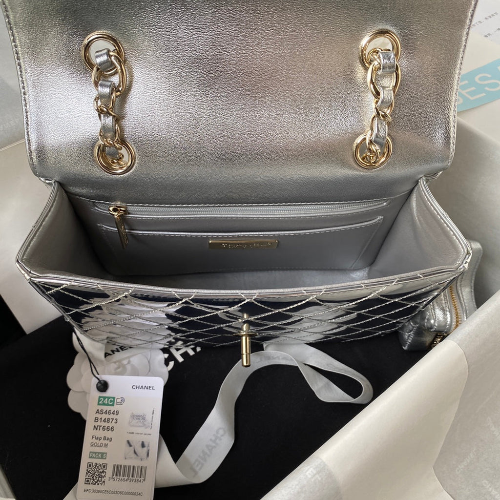 Chanel Backpack star coin purse AS4649 Mirror calfskin Silver