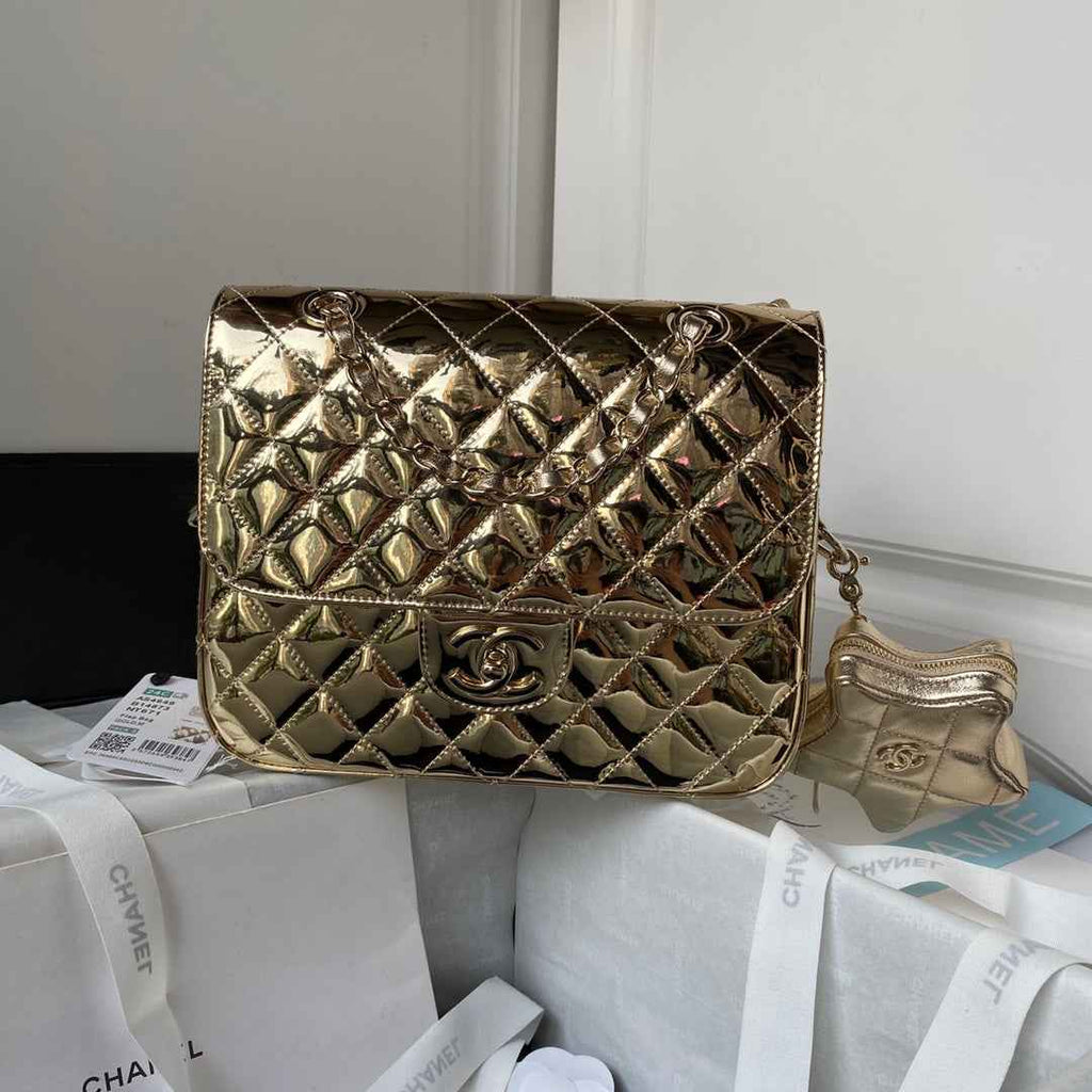 Chanel Backpack star coin purse AS4649 Mirror calfskin Gold