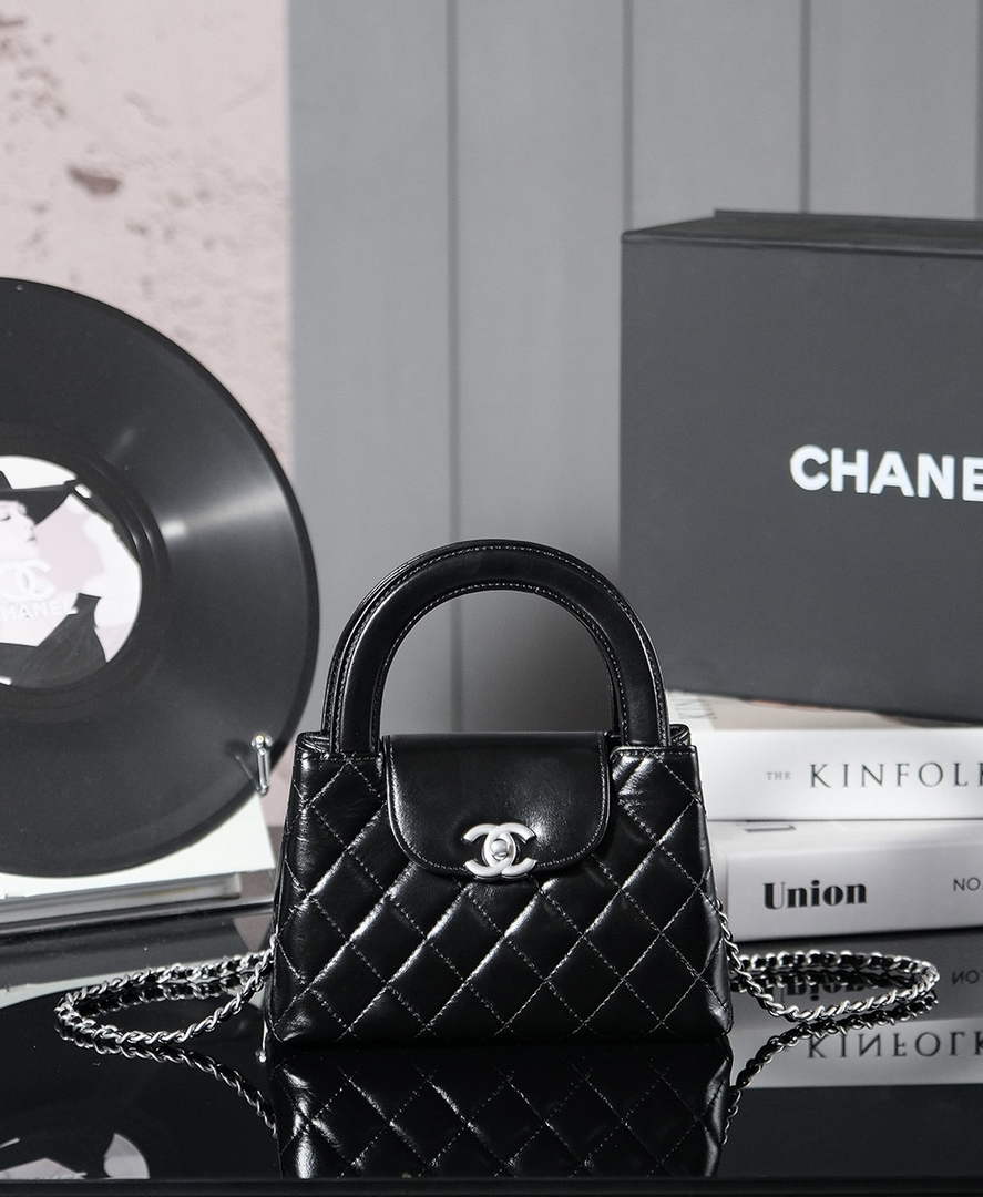 Chanel Calfskin Mini Shopping Bag AS4416 Black Silver