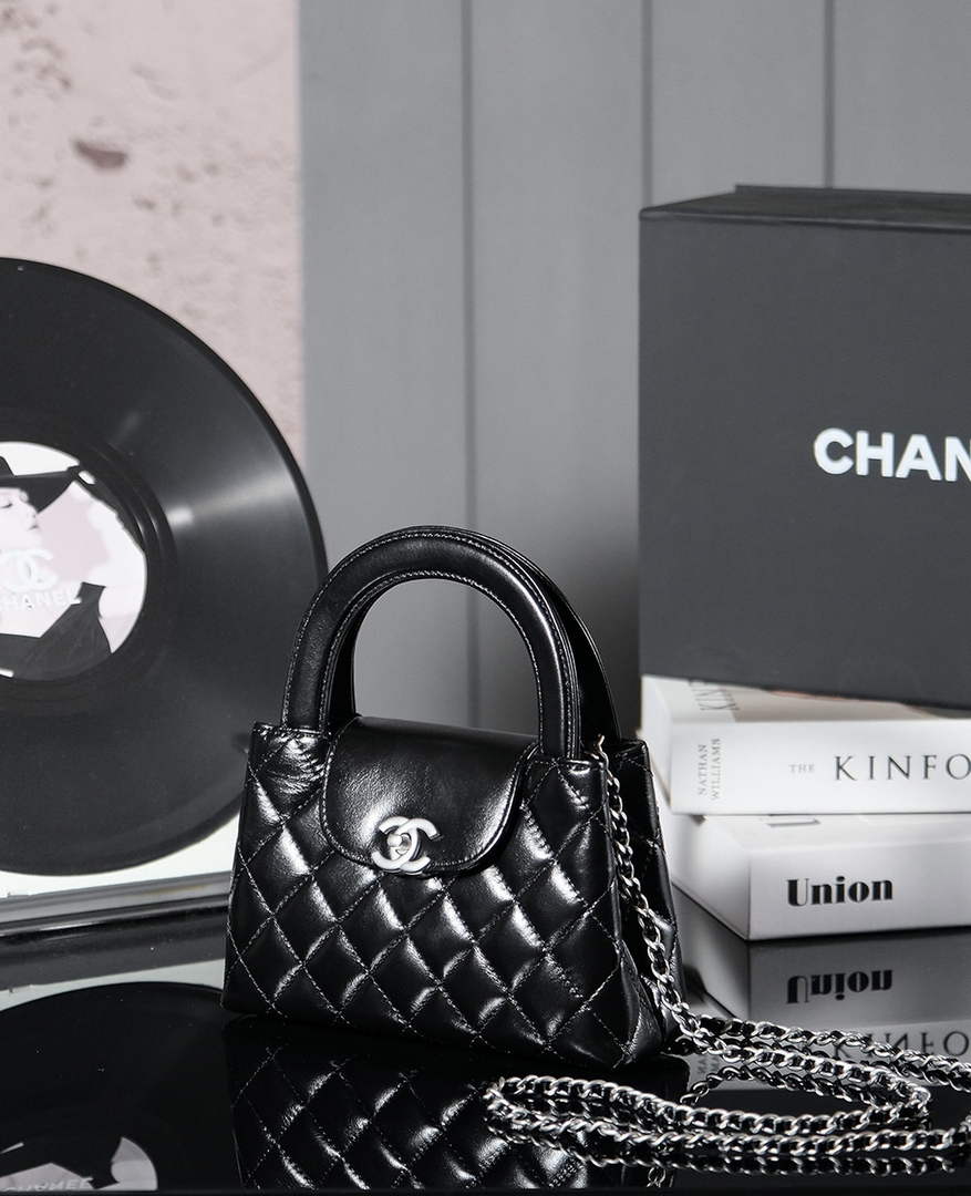 Chanel Calfskin Mini Shopping Bag AS4416 Black Silver