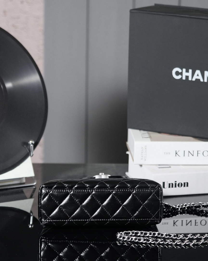 Chanel Calfskin Mini Shopping Bag AS4416 Black Silver