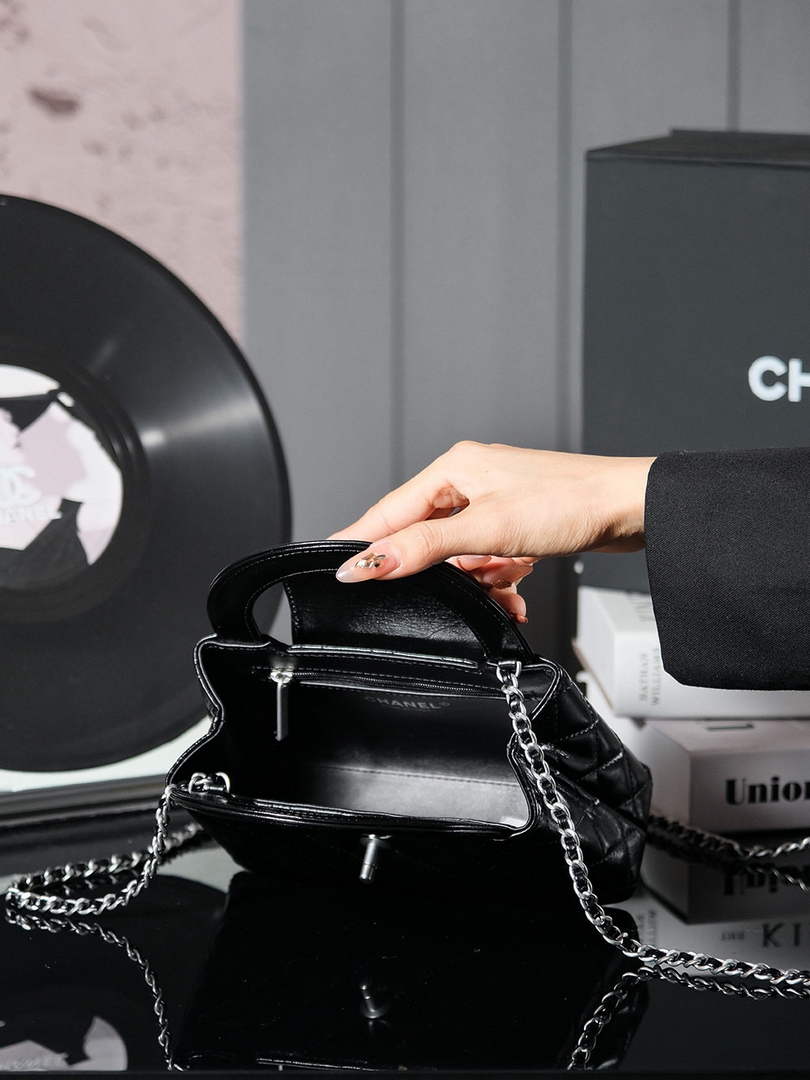Chanel Calfskin Mini Shopping Bag AS4416 Black Silver