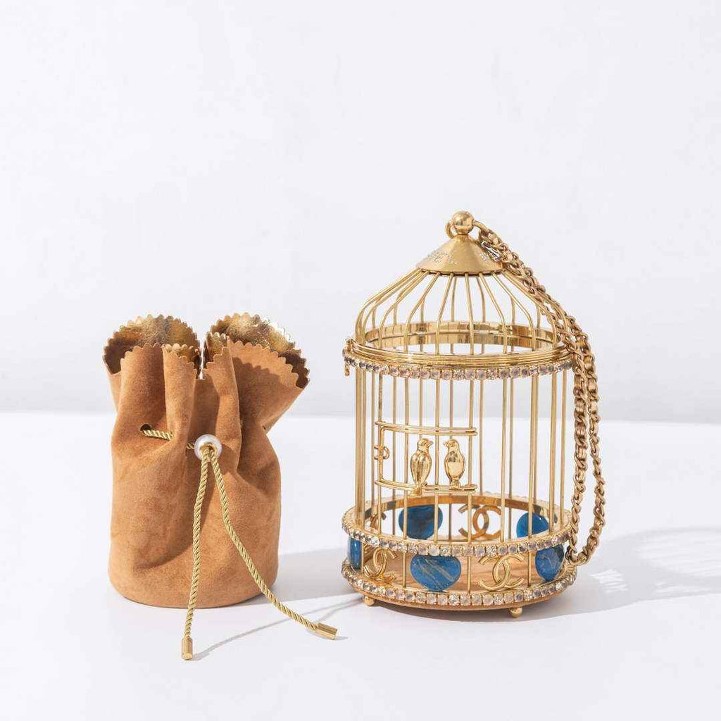 Chanel Bird Cage Bag Runway Evening Bag Apricot