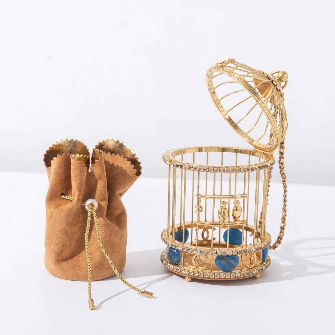 Chanel Bird Cage Bag Runway Evening Bag Apricot