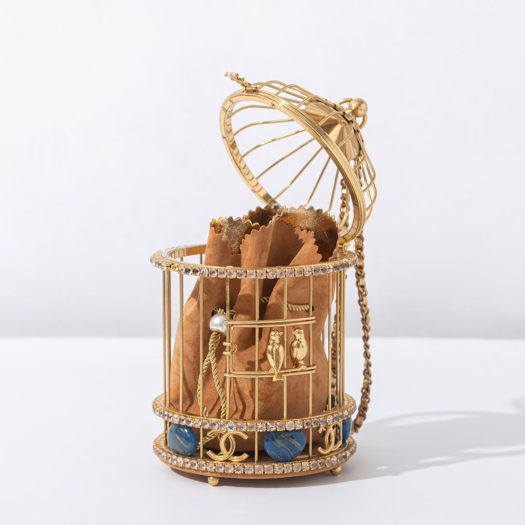 Chanel Bird Cage Bag Runway Evening Bag Apricot