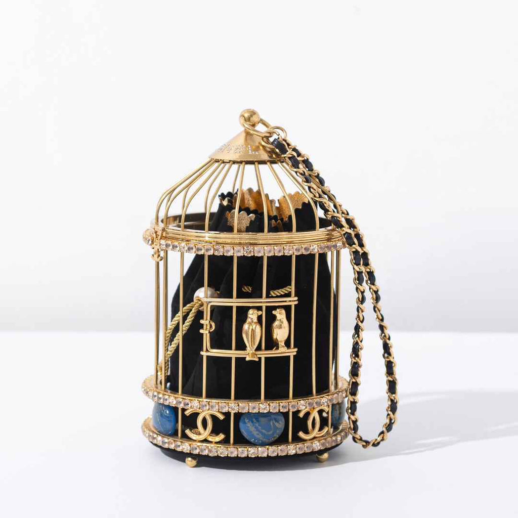 Chanel Bird Cage Bag Runway Evening Bag Black