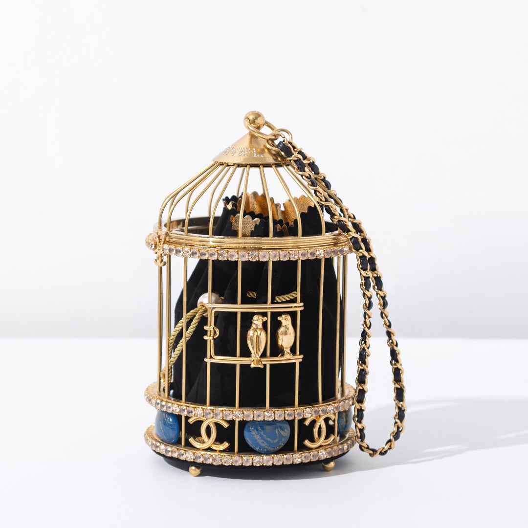 Chanel Bird Cage Bag Runway Evening Bag Black