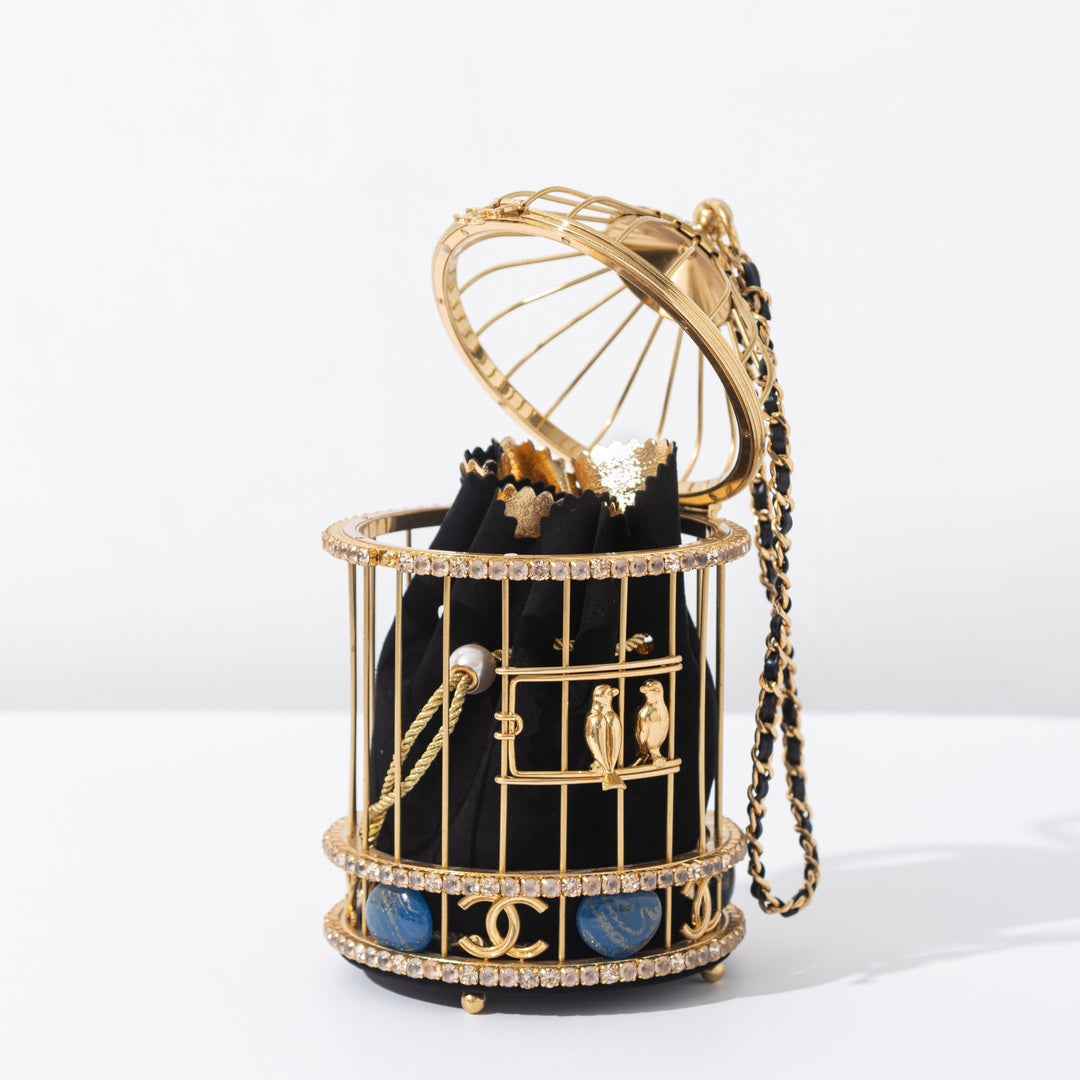 Chanel Bird Cage Bag Runway Evening Bag Black
