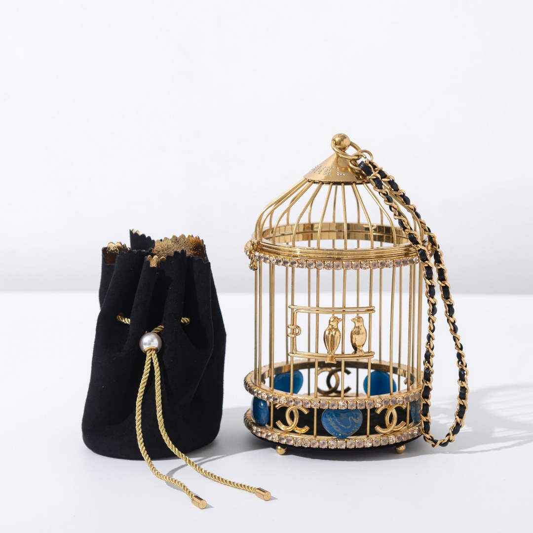 Chanel Bird Cage Bag Runway Evening Bag Black