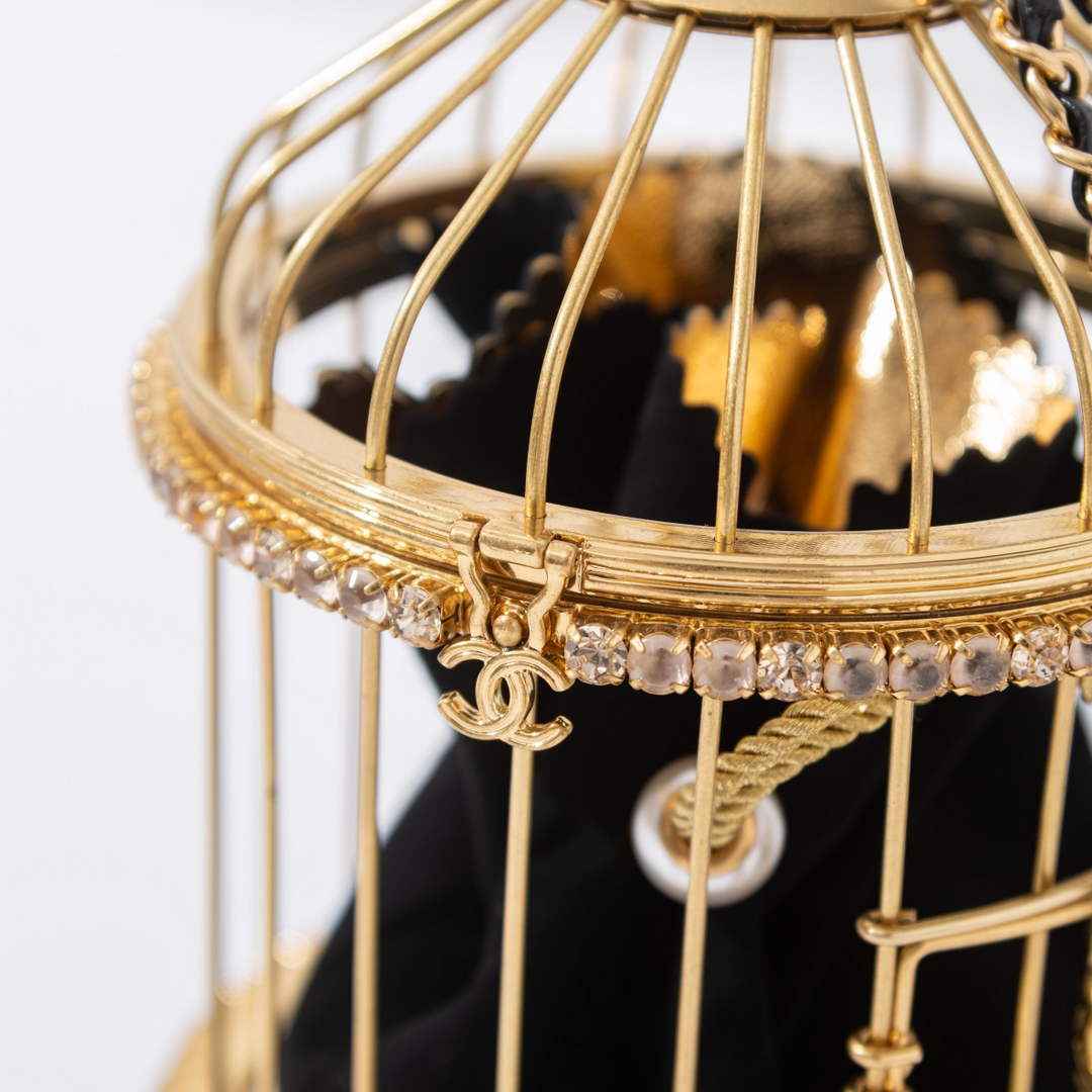 Chanel Bird Cage Bag Runway Evening Bag Black