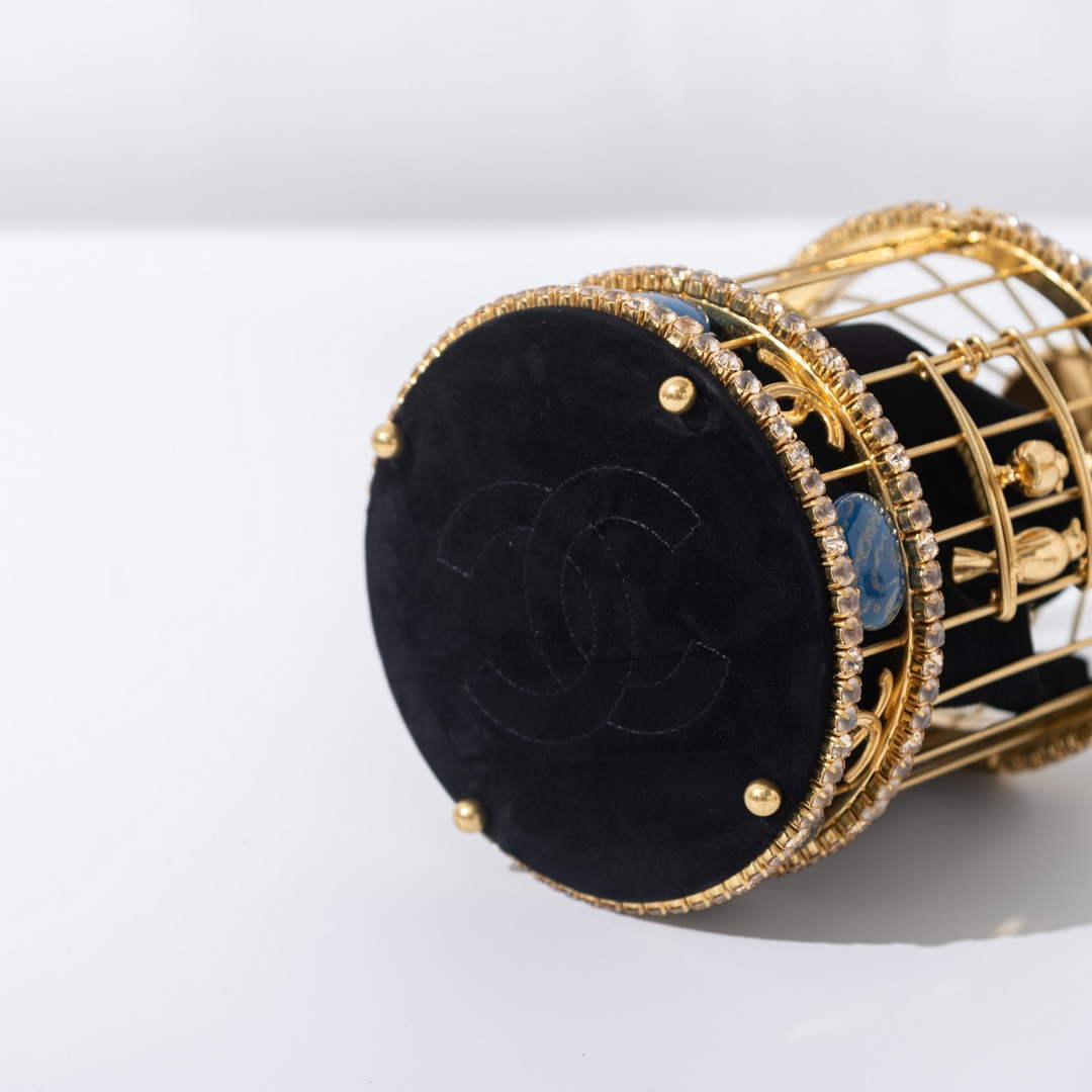 Chanel Bird Cage Bag Runway Evening Bag Black