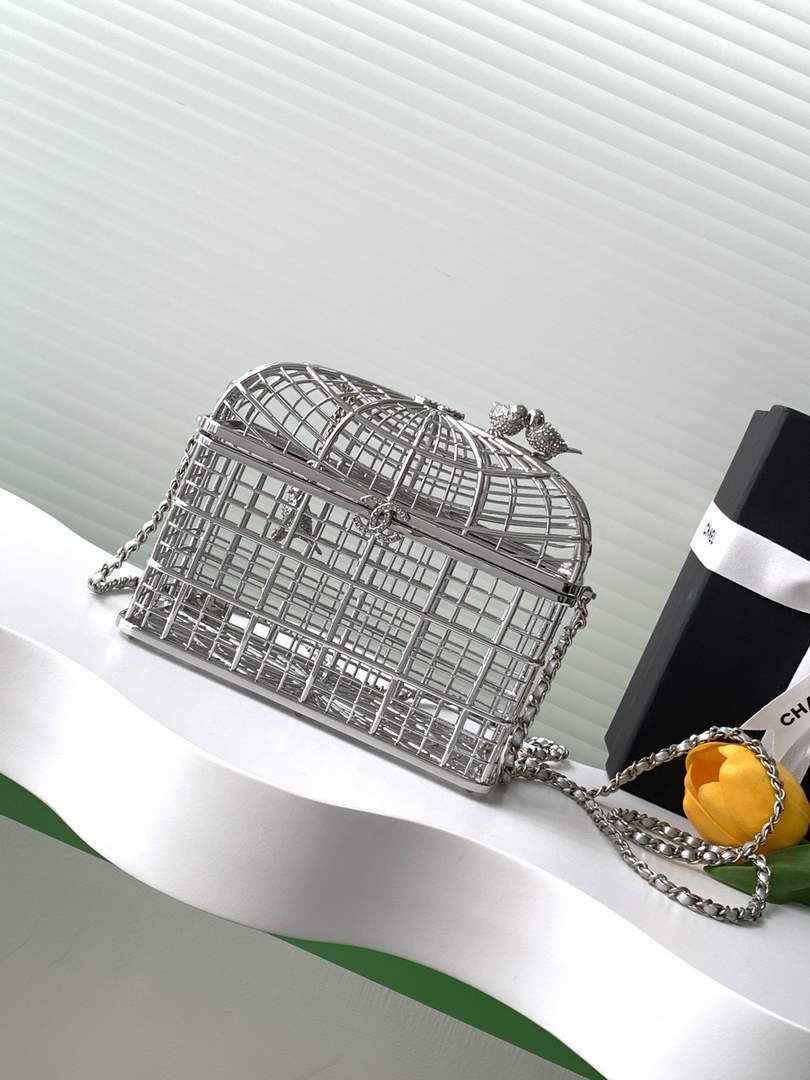 Chanel Bird Cage Minaudiere Case AS5495 Silver