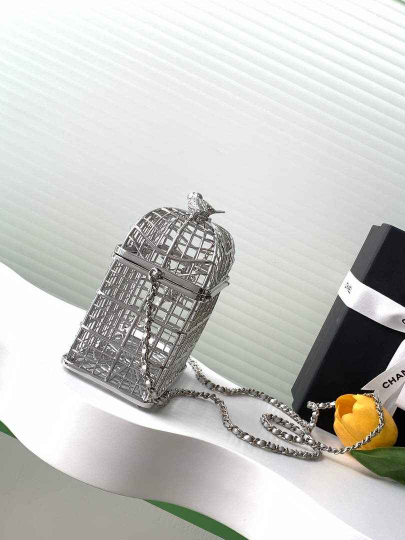 Chanel Bird Cage Minaudiere Case AS5495 Silver
