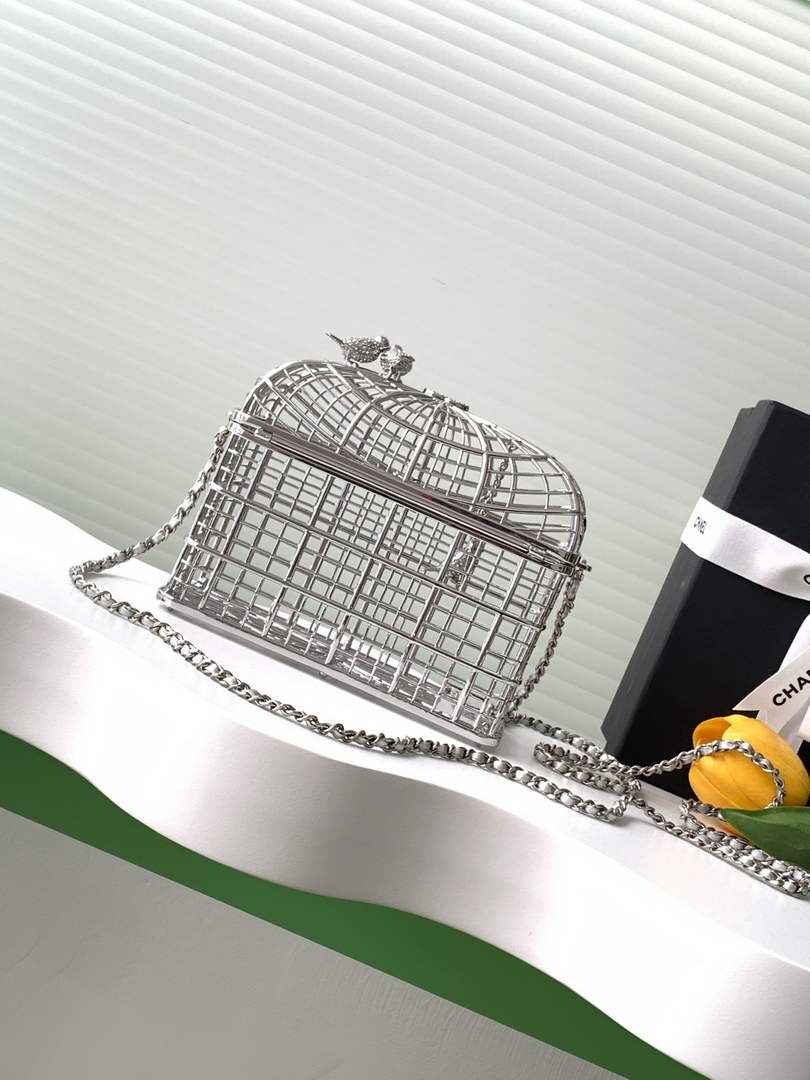 Chanel Bird Cage Minaudiere Case AS5495 Silver
