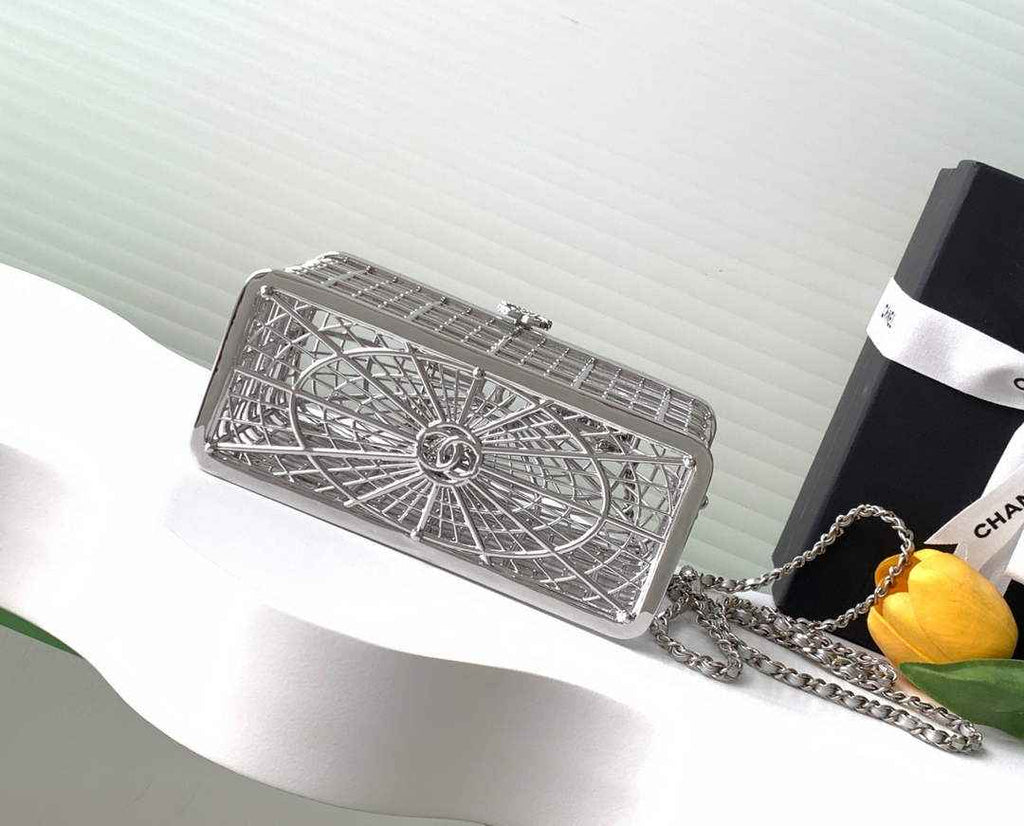 Chanel Bird Cage Minaudiere Case AS5495 Silver